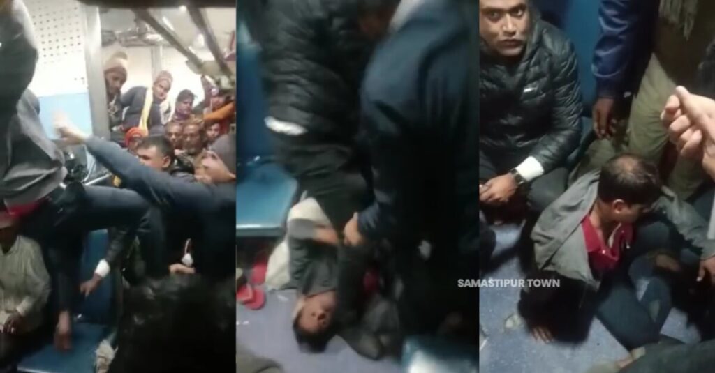 समस्तीपुर मंडल: चलती ट्रेन में TTE की दबंगई देखिए किस तरह यात्री को लात-घूंसे से पीट रहा है, वीडियो वायरल होने के बाद निलंबित 1 20230106 124318