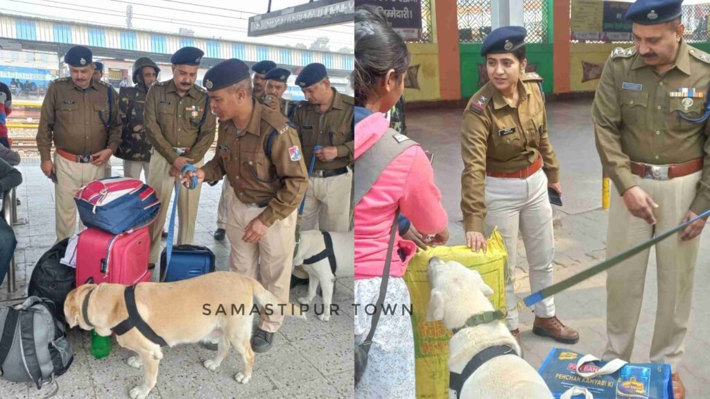 गणतंत्र दिवस को लेकर समस्तीपुर जंक्शन पर रेल पुलिस ने किया फ्लैग मार्च, डॉग स्क्वायड के साथ हुई चेकिंग 1 GridArt 20230125 182112671 01