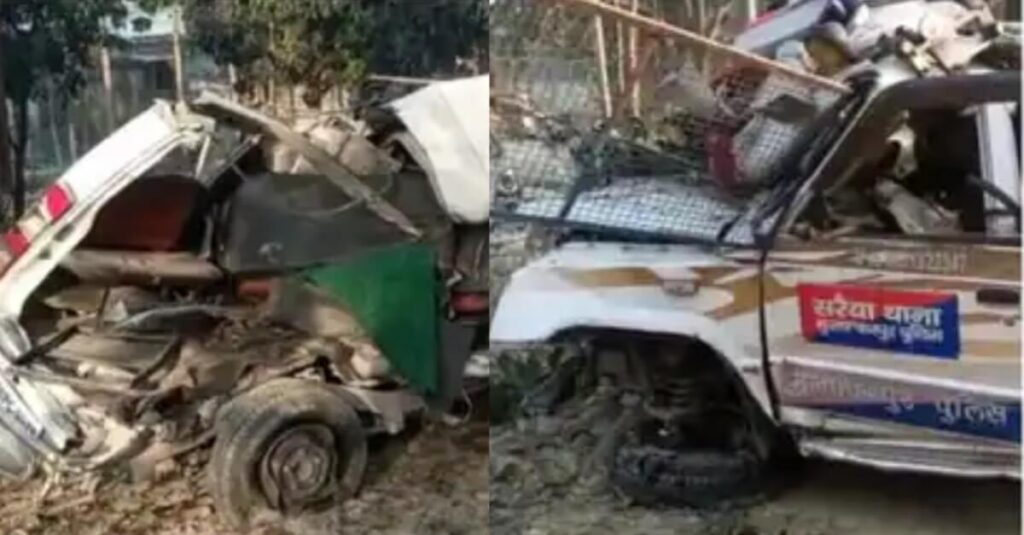 बिहार: ट्रक ने पुलिस वाहन को रौंदा, हवलदार की दर्दनाक मौत- दारोगा की हालत गंभीर; गाड़ी के उड़े परखच्चे 1 20230326 101002