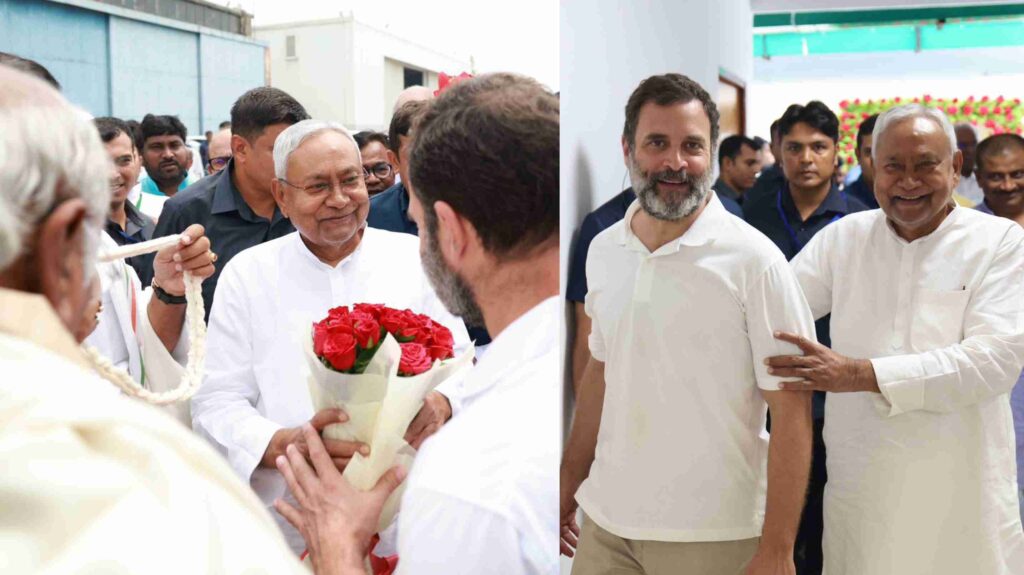 नीतीश की मेजबानी और बिहार के व्यंजन पर राहुल गांधी समेत देश के नेता हुए फिदा 1 GridArt 20230624 000444754