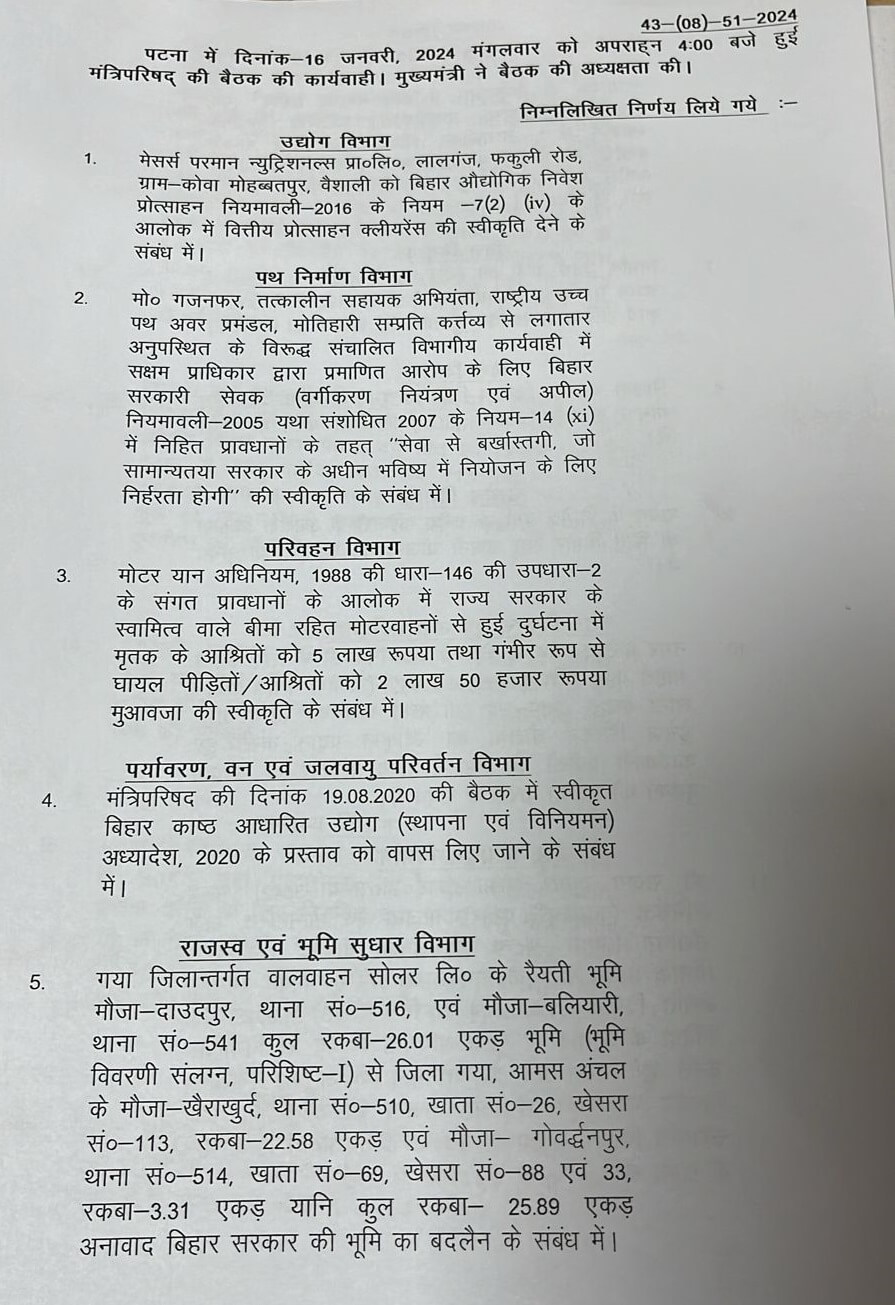 नीतीश कैबिनेट की बैठक में कुल 18 एजेंडों पर लगी मुहर, 94 लाख गरीब परिवारों को दिया जाएगा 2-2 लाख रुपए 2 NDimg1b409b4e74ea4687a10eace93dd41f5439