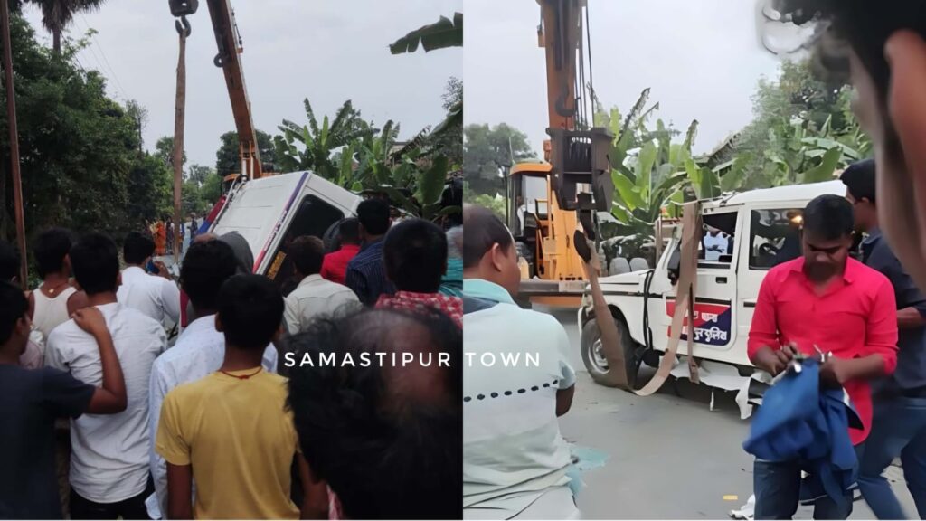 शराब माफिया को पकड़ने के चक्कर एक्सीडेंट; समस्तीपुर पुलिस की गाड़ी पलटी, अफसर समेत 6 जवान जख्मी 1 IMG 20240408 WA0069 01