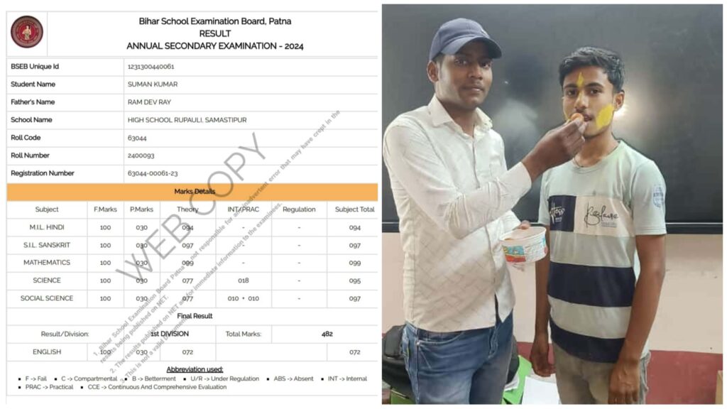 सरायरंजन के सुमन ने मैट्रिक की परीक्षा में राज्य भर में लाया सातवां स्थान, बनना चाहता है इंजीनियर 1 Picsart 24 04 01 08 16 32 922