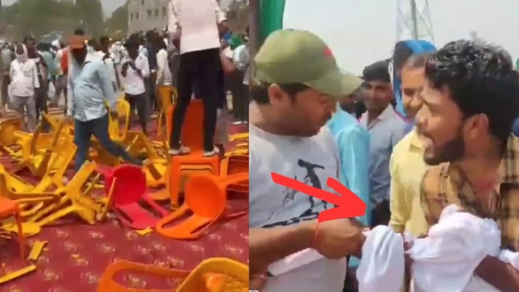 तेजस्वी की सभा में हंगामा, सैकड़ों कुर्सिया टूटीं; टी-शर्ट लूटने की मची होड़ 1 tejashwiyadavaurangabadrally 171275208228016 9 01