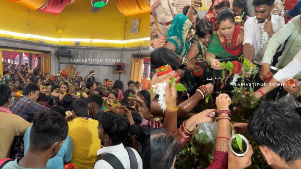 समस्तीपुर शहर के थानेश्वर स्थान मंदिर में पहली सोमवारी को जलाभिषेक के लिए उमड़ी भीड़ 1 InCollage 20240722 211951183