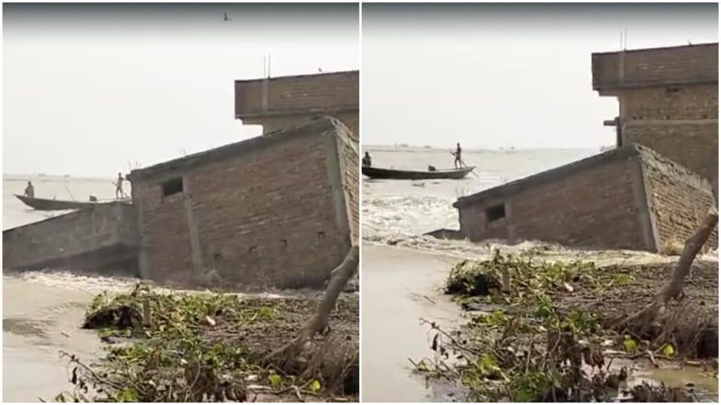 बिहार: गंगा का रौद्र रूप, खिलौने की तरह ढह रहे घर, महज कुछ सेकेंडो में आंखों के सामने बह गया दो मंजिला मकान 1 66f2b3aac7d2b video of house sinking in river 244217528 16x9 1