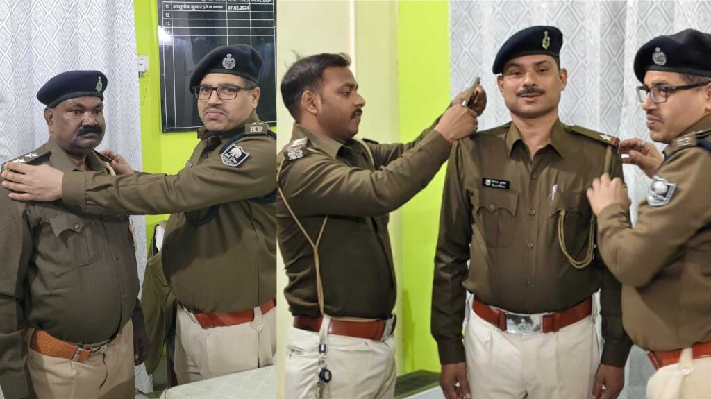 पीटीसी विनोद कुमार ASI और हवलदार मदन राम सिविल SI बनें, पदोन्नति मिलने पर समस्तीपुर नगर थानाध्यक्ष ने पहनाया स्टार 1 InCollage 20241224 204843976