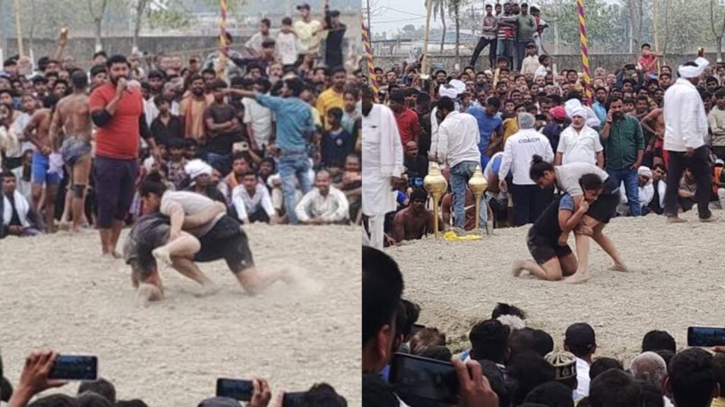 दलसिंहसराय में एक दिवसीय कुश्ती प्रतियोगिता का आयोजन, बेगूसराय की जूही ने पटना की उजाला को दी पटखनी 1 InCollage 20250302 094614595