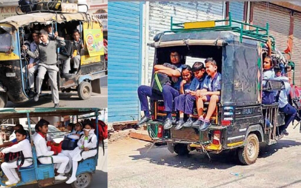 बिहार सरकार का बड़ा फैसला, अब ऑटो-टोटो से स्कूल नहीं जायेंगे बच्चे; जानें कब से नियम हो रहे लागू 1 school student in auto toto 1200x750 1