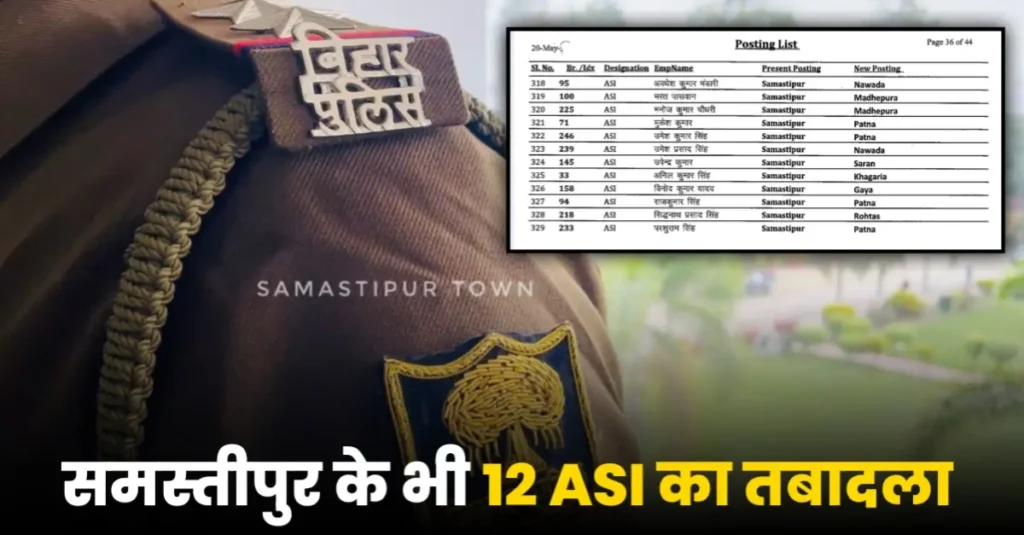 समस्तीपुर के 12 समेत एक साथ राज्यभर के 386 ASI का तबादला, किसको मिला कहां की जिम्मेदारी, देखिए लिस्ट 1 20250522 151459