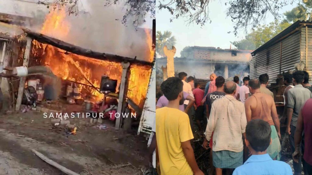 मोरवा में आग लगने से तीन घर जल कर खाक, सिलेंडर में आग पकड़ने से स्थिति हुई भयावह 1 InCollage 20250508 081012366