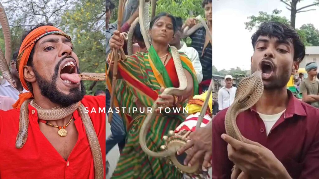 नागपंचमी पर समस्तीपुर में लगा सांपो का मेला, बच्चे-बूढ़े और जवान सांपो के साथ करते है करतब 1 InCollage 20250715 222840632