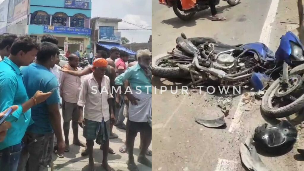 ताजपुर बस स्टैंड के सामने NH-28 पर ट्रक की चपेट में आने से फाइनेंसकर्मी की मौ'त 1 InCollage 20250721 225955151