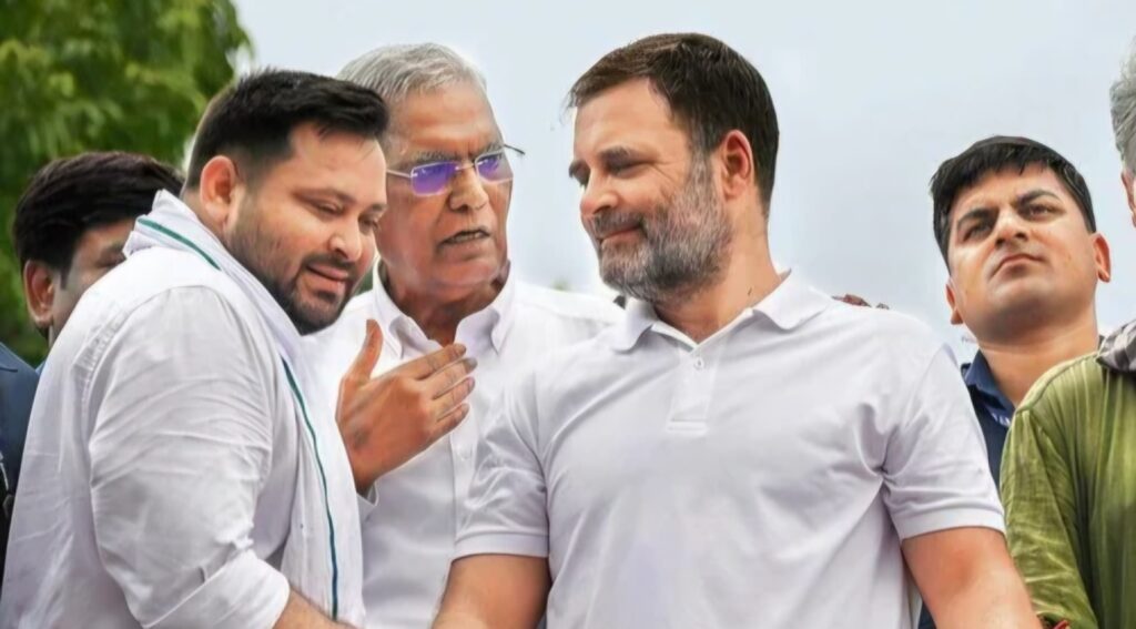 बिहार चुनाव से पहले यात्रा निकालेगा महागठबंधन, तेजस्वी के साथ राहुल गांधी भी दिखेंगे 1 RJD leader Tejashwi Yadav CPI general secretary D 1753873411215 1753873534694 1