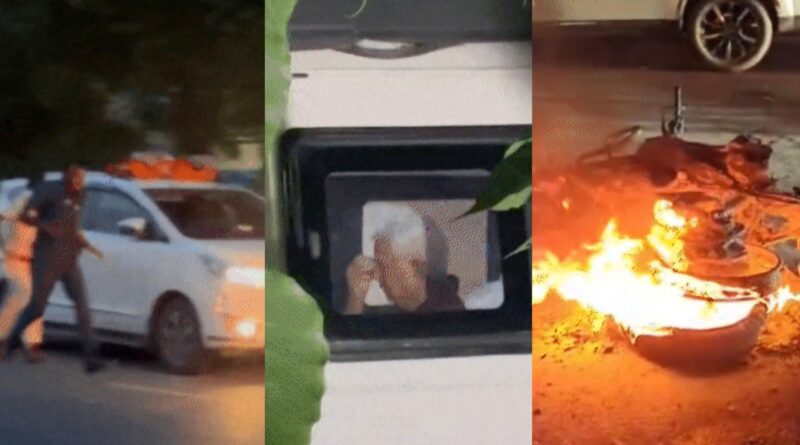 अटल पथ पर आगजनी-हंगामा के दौरान जान बचाकर भागे मंत्री मंगल पांडे, लालू यादव भी जाम में भी फंसे, पुलिस पर पथराव 1 InCollage 20250825 235652909