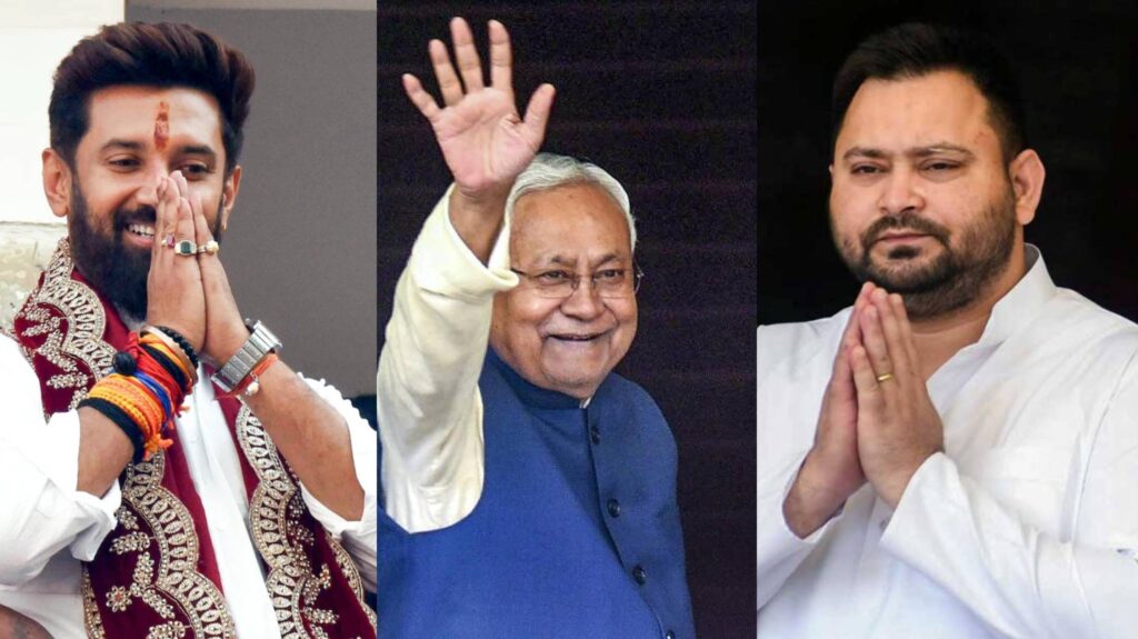 नीतीश, तेजस्वी, चिराग ने बुलाई बैठक; गठबंधनों में आज भागमभाग भरा दिन 1 InCollage 20251009 101449410