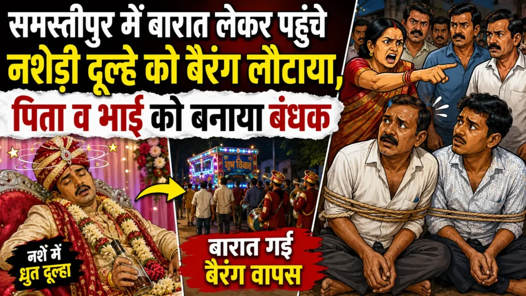 समस्तीपुर में बारात लेकर पहुंचे नशेड़ी दूल्हे को बैरंग लौटाया, पिता व भाई काे बनाया बंधक 1 file 0000000016507208af40aebf9b2c2553