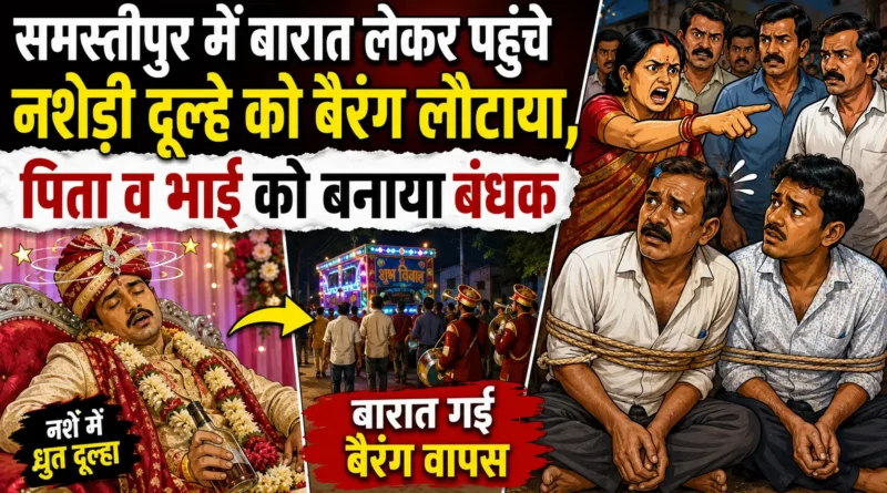 समस्तीपुर में बारात लेकर पहुंचे नशेड़ी दूल्हे को बैरंग लौटाया, पिता व भाई काे बनाया बंधक 1 file 0000000016507208af40aebf9b2c2553