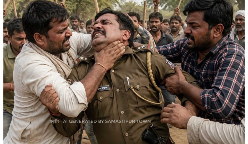 समस्तीपुर में दो पक्षों के बीच झड़प सुलझाने गई पुलिस टीम पर हमला, अपर थानाध्यक्ष का गला दबाकर सर्विस रिवॉल्वर छीनने की कोशिश 1 prabhat khabar 2026 06 11T210435