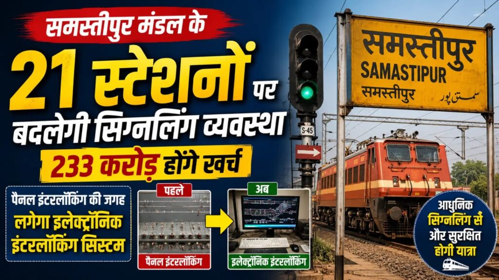 समस्तीपुर मंडल के 21 रेलवे स्टेशनों पर बदलेगी सिग्नलिंग व्यवस्था, 233 करोड़ होंगे खर्च, पैनल इंटरलॉकिंग की जगह लगेगा इलेक्ट्रॉनिक इंटरलॉकिंग सिस्टम 1 IMG 20260901 WA0109